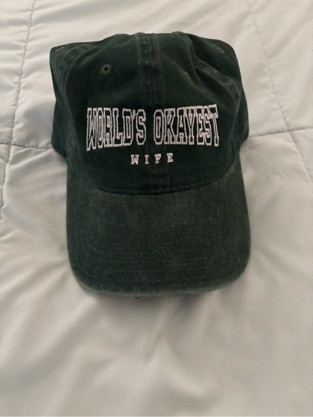 "World's Okayyest Wife" Green Baseball Cap